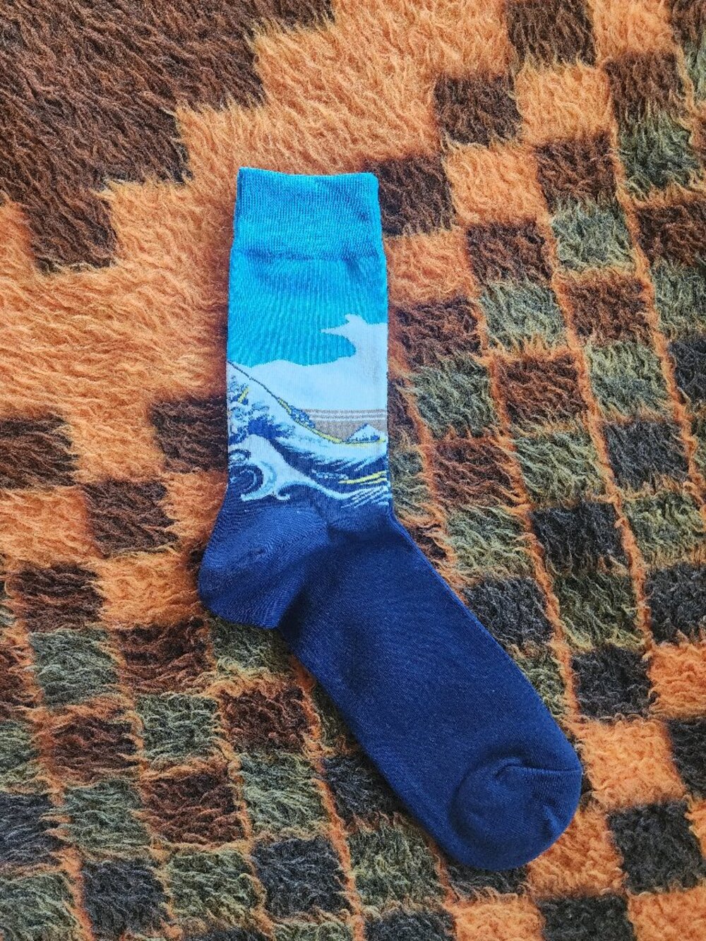 New Hsell Great Wave Off Kanagawa Art Sock – Blue Crew Sock
